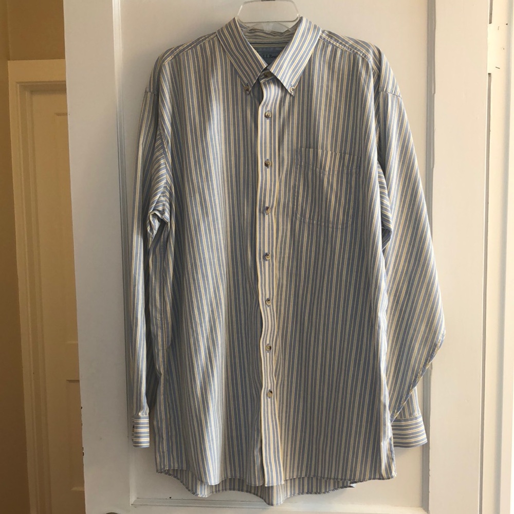 L.L. Bean Striped  Button Down Dress Shirt XL Tall